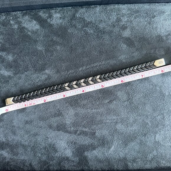 David Yurman Chevron Woven Bracelet w/ Black Titanium & White Diamonds - RARE - Picture 14 of 15